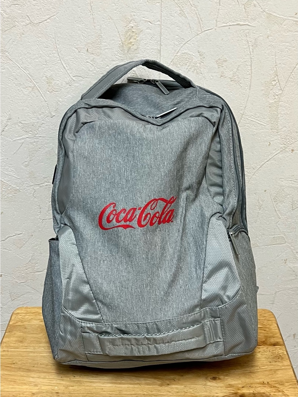 Coca Cola Gray Backpack with Red Script Logo - Picture 2 of 10